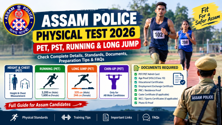 Assam Police Physical Test 2026 PET PST Running and Long Jump